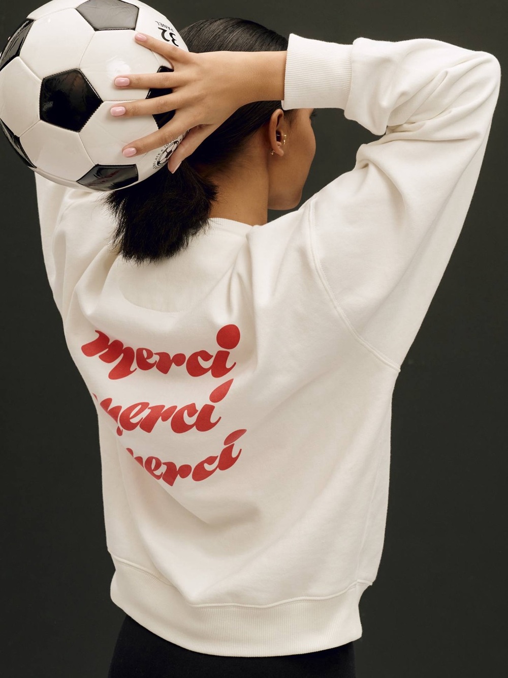 Araminta James Merci Crewneck Sweatshirt Sz Small 100% Cotton Oversized